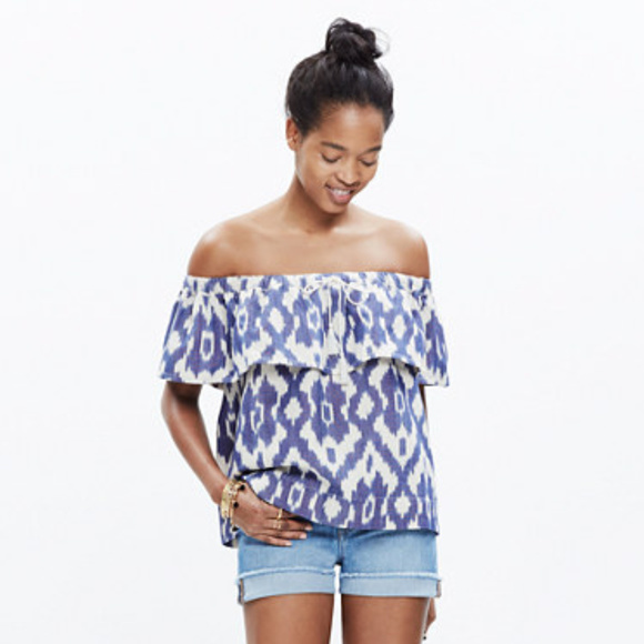 Madewell Tops - MADEWELL Ikat Off Shoulder Blouse NEW